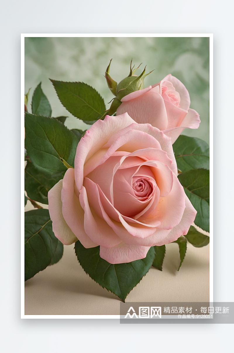 美丽双层淡粉色玫瑰小花瓶特写大朵单花花瓣素材