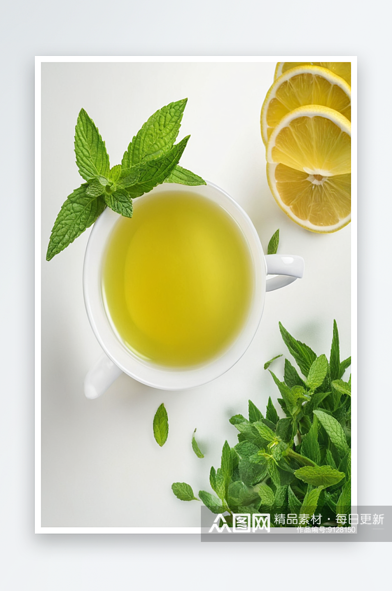 绿茶加薄荷柠檬照片素材