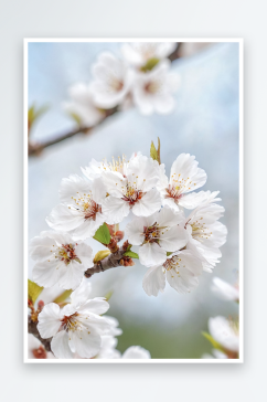 春天白色樱花特写图片