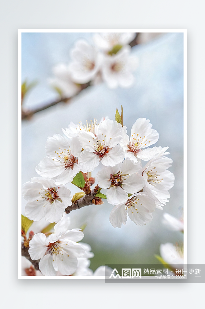 春天白色樱花特写图片素材