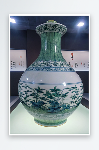 博物馆清乾隆景德镇窑青釉古铜器纹瓶图片