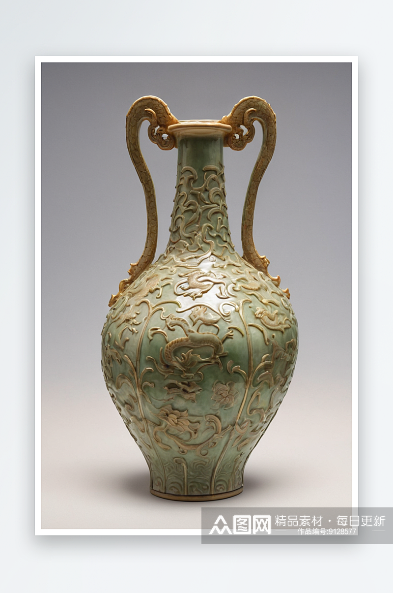 白釉龙耳盘口瓶唐代文物瓷故宫博物院藏图片素材