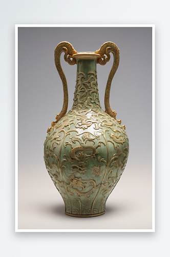 白釉龙耳盘口瓶唐代文物瓷故宫博物院藏图片