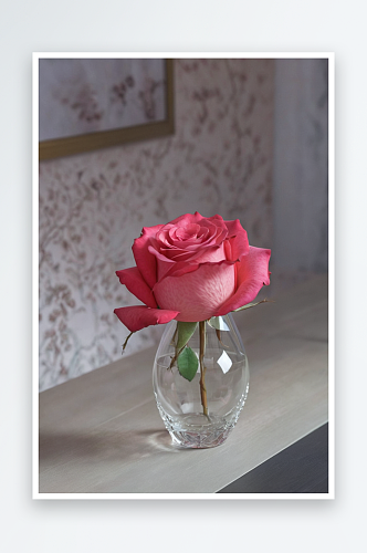 桌上放一杯玫瑰图片