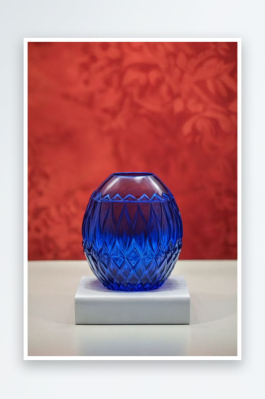 中央礼品文物管理中心蓝色水晶玻璃花瓶图片