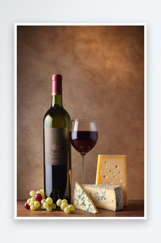 一瓶一杯奶酪葡萄酒照片