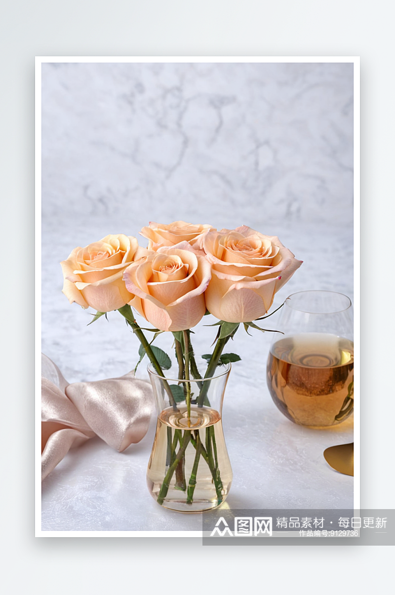香槟玫瑰花特写图片素材