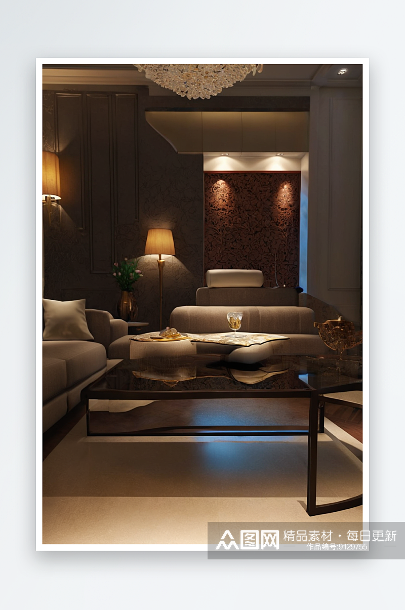 现代设计感客厅沙发茶几图片素材