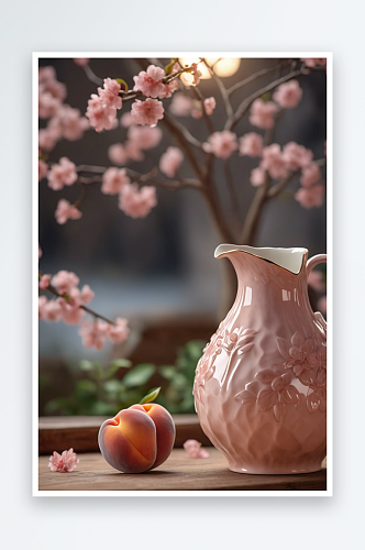 桃花酒花瓣瓷器酒壶照片