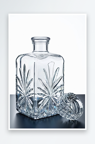 水晶水瓶孤立白色剪切路径图片