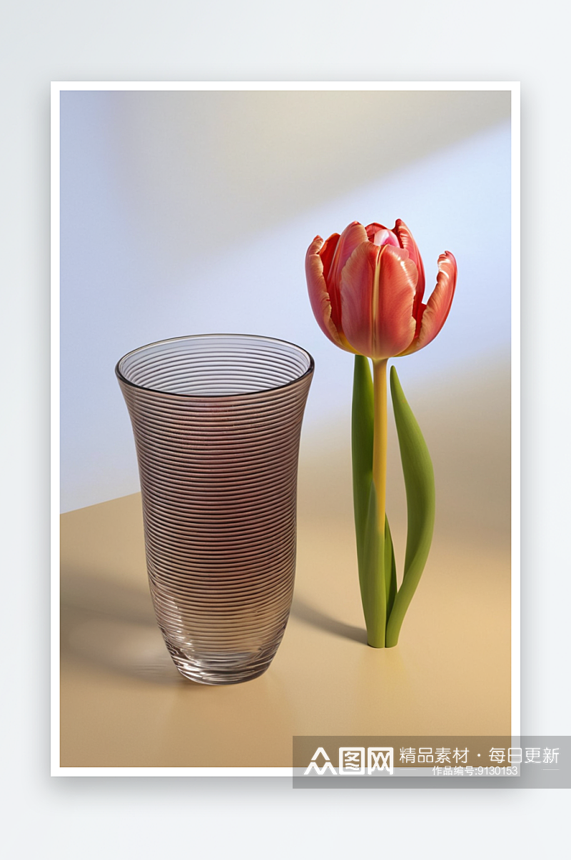水杯郁金香花瓶图片素材