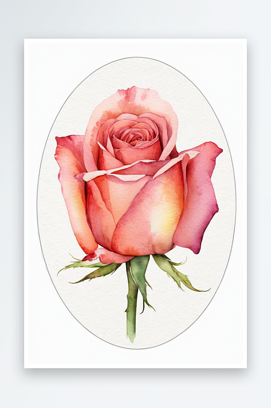 手绘水彩花卉玫瑰花素材元素插画图片