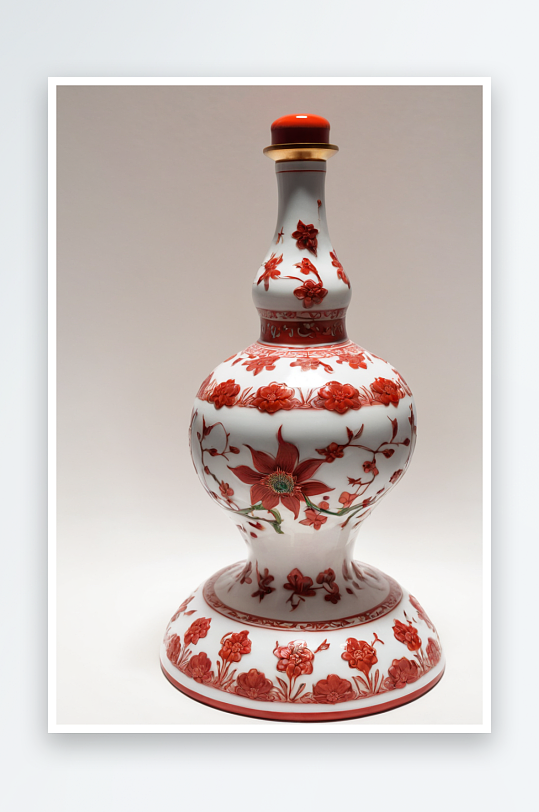 清乾隆白釉矾红彩番莲纹甘露瓶图片