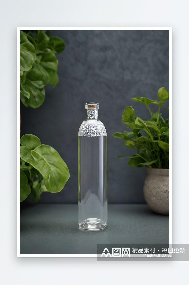 泡沫瓶瓶子特写盆栽植物桌子上图片素材