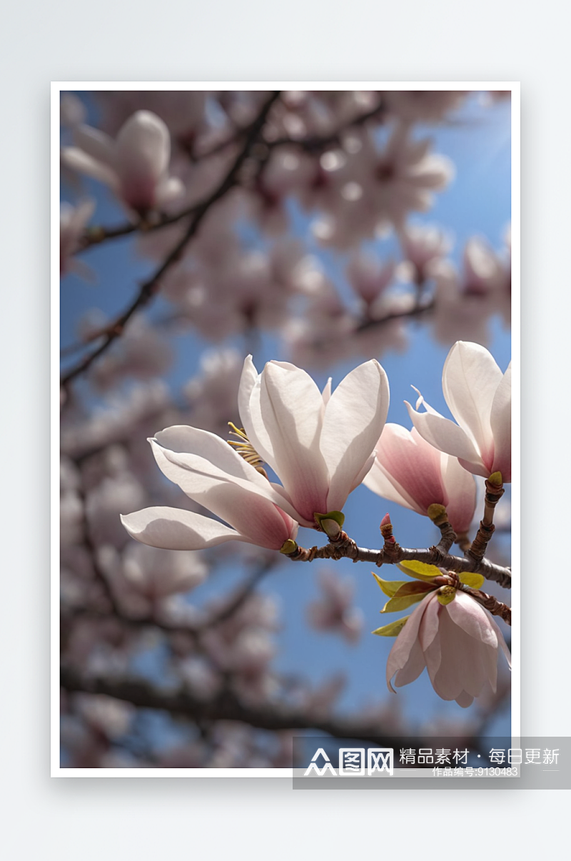 木兰花春季白色樱花特写图片素材