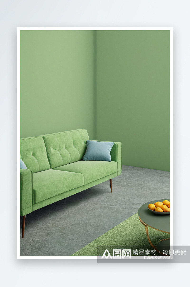 绿色简约时尚沙发空间图片素材
