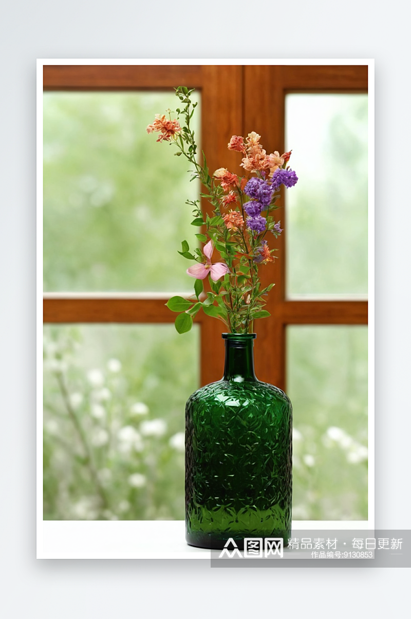 零浪费装饰用瓶子天然花卉装饰图片素材