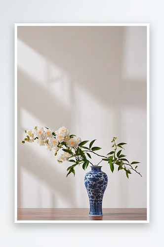 中式花瓶与花图片