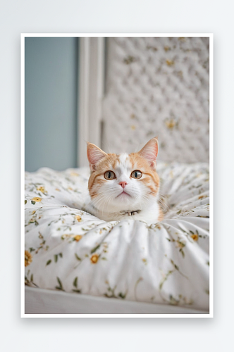 一只猫藏床上被子里图片