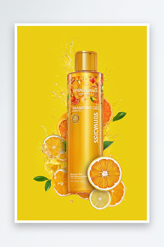 一瓶洗发水沐浴露精华液柑橘类水果片化妆品