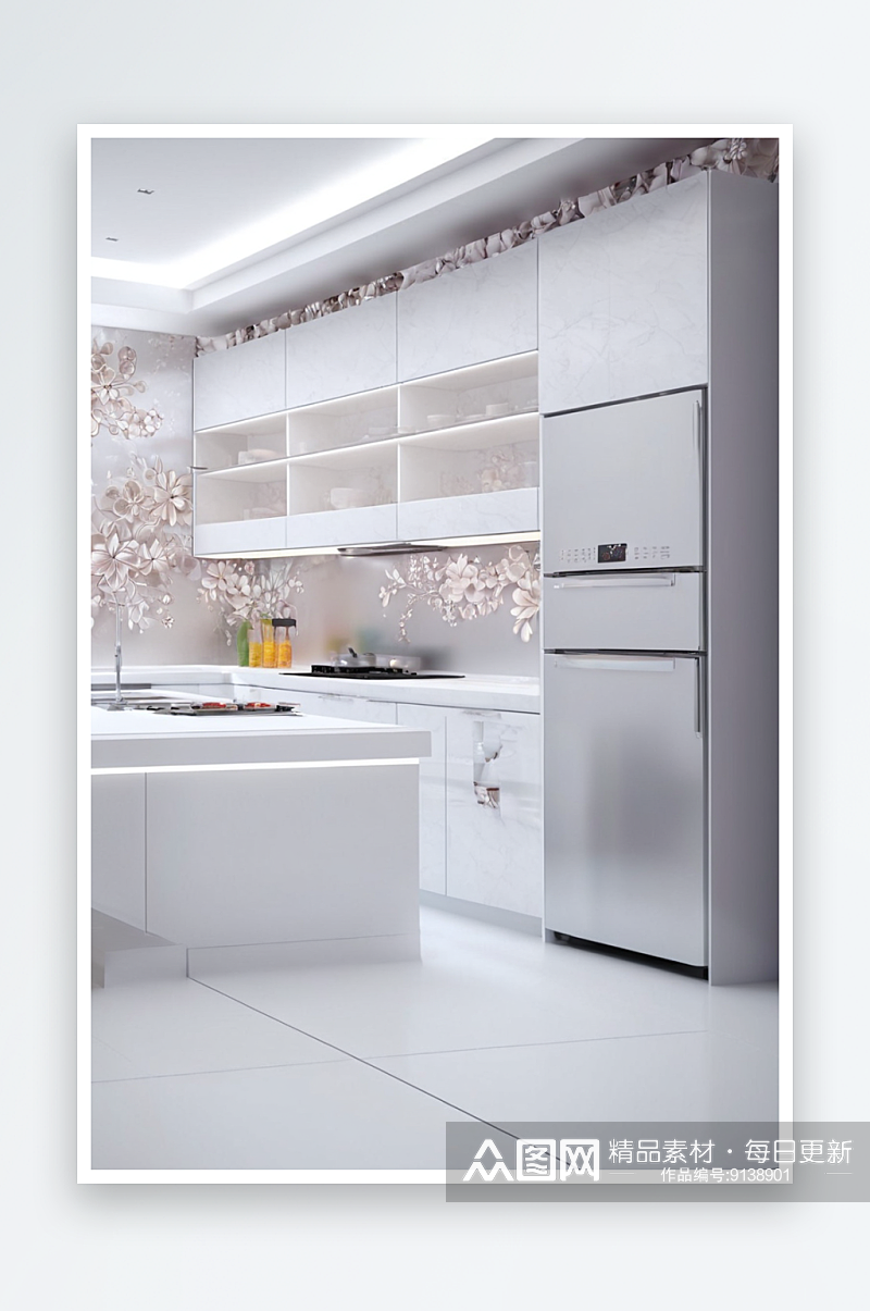 未来厨房样板间效果图科技感室内设计图片素材