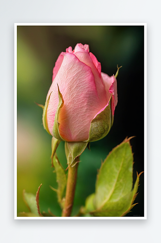 特写粉红玫瑰花蕾图片