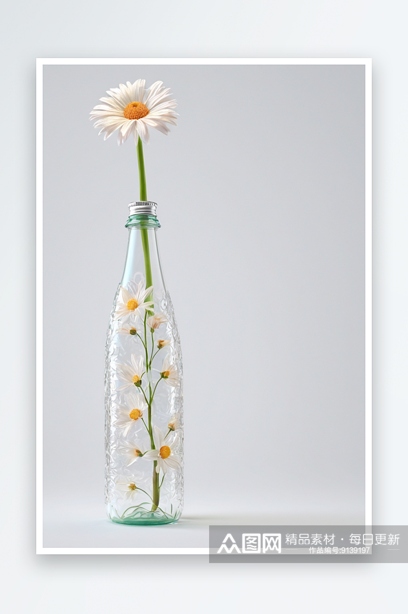 塑料瓶里一朵花图片素材