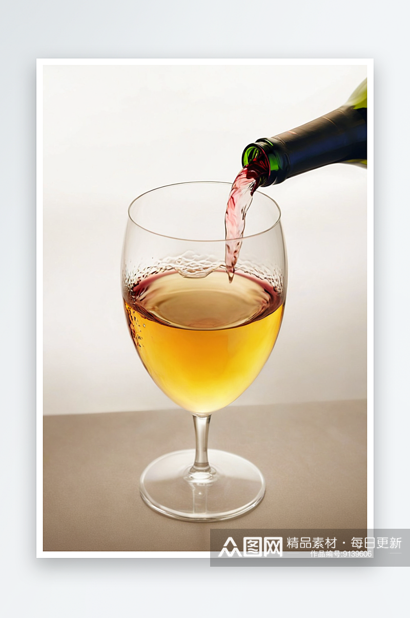 葡萄酒从瓶子倒进玻璃杯照片素材