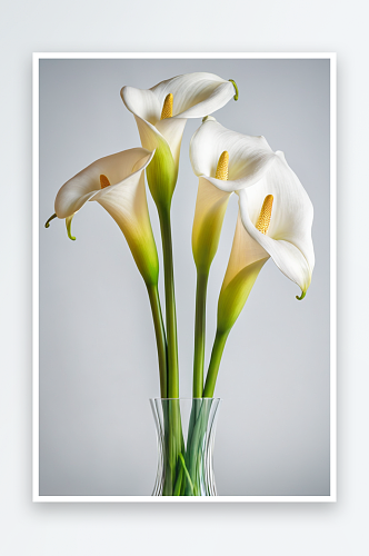 美丽花束白色马蹄莲玻璃花瓶加利福尼亚图片