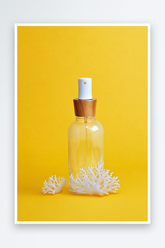 脸护理一个玻璃滴瓶与海珊瑚黄色图片