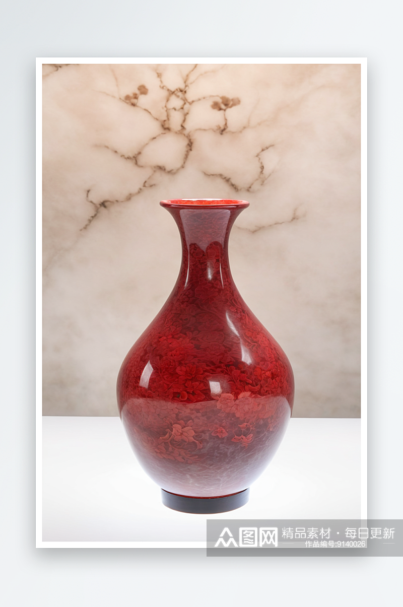 博物馆清乾隆款霁红釉玉壶春瓶图片素材