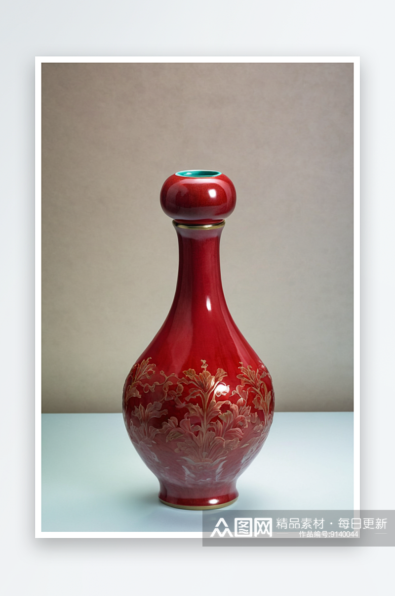 博物馆清代乾隆霁红釉蒜头瓶图片素材
