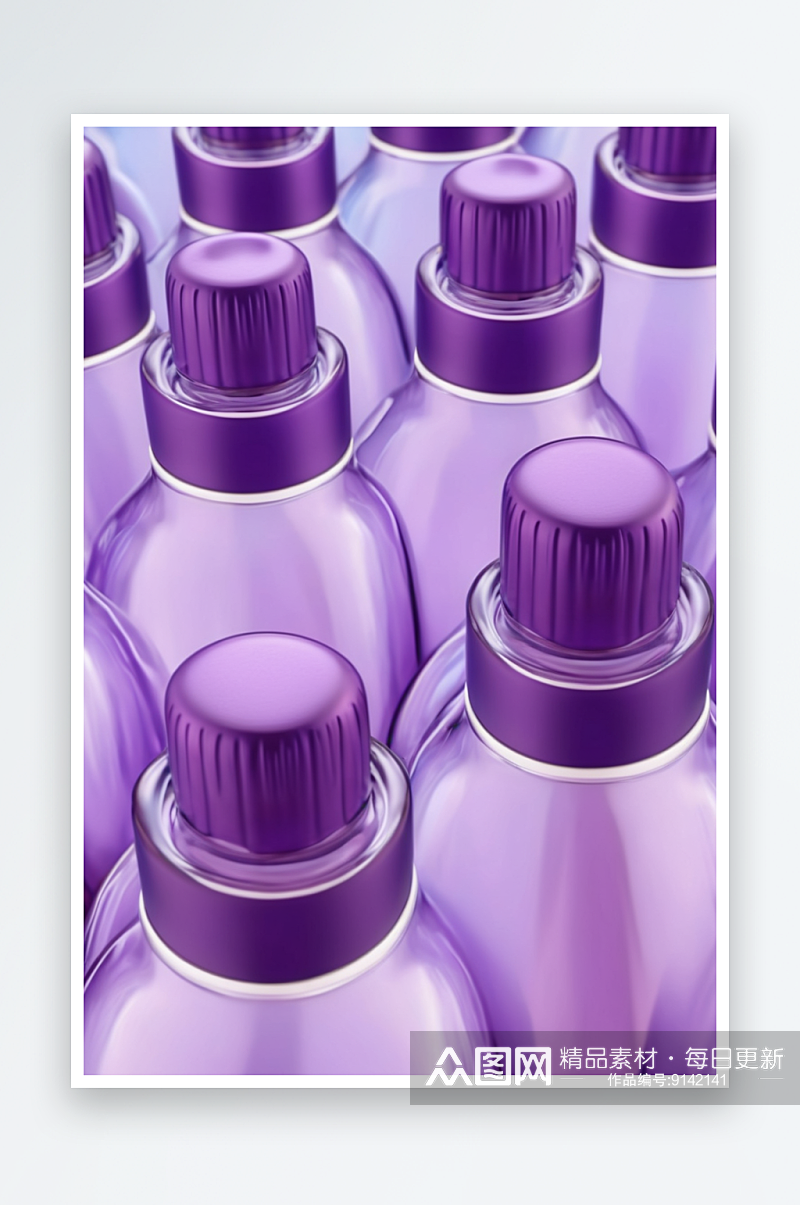 紫色瓶子排列一起形成抽象图案图片素材
