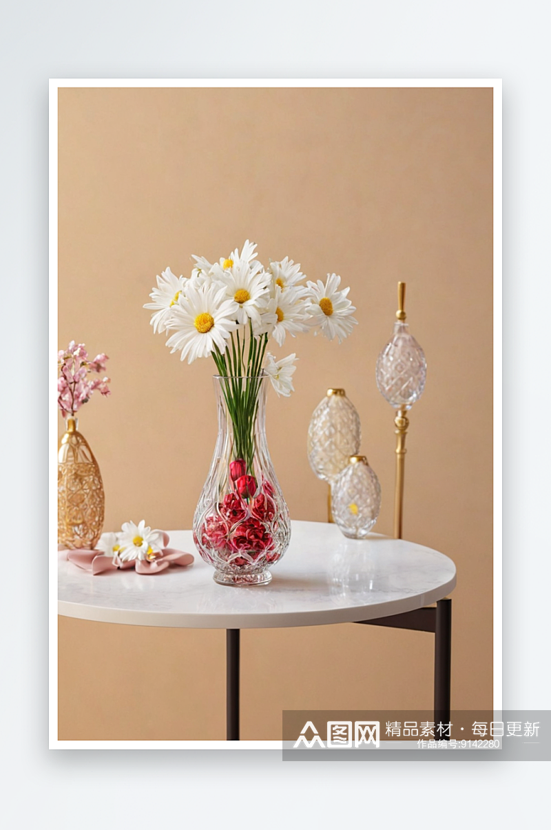 桌子上花瓶仿真花摆件装饰品图片素材