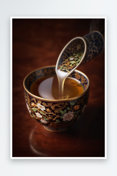 中式茶杯白茶茶叶照片
