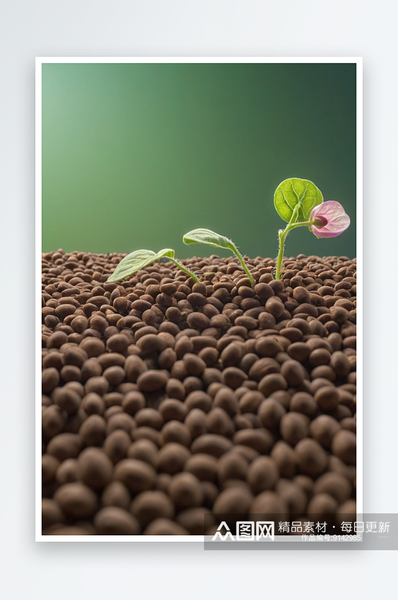 一粒黄豆种子逐渐生长发芽过程图片素材