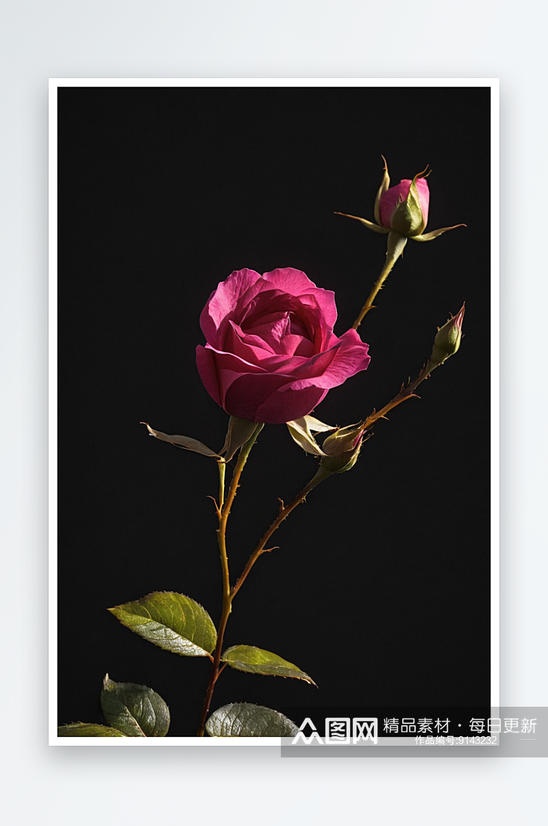 阳光玫瑰黑色背景下花朵特写镜头图片素材