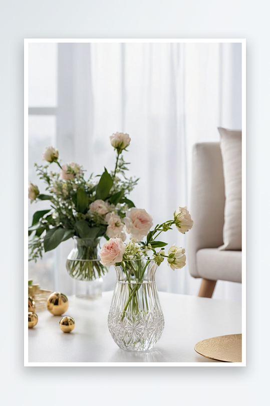 选择性聚焦花卉玻璃花瓶图片