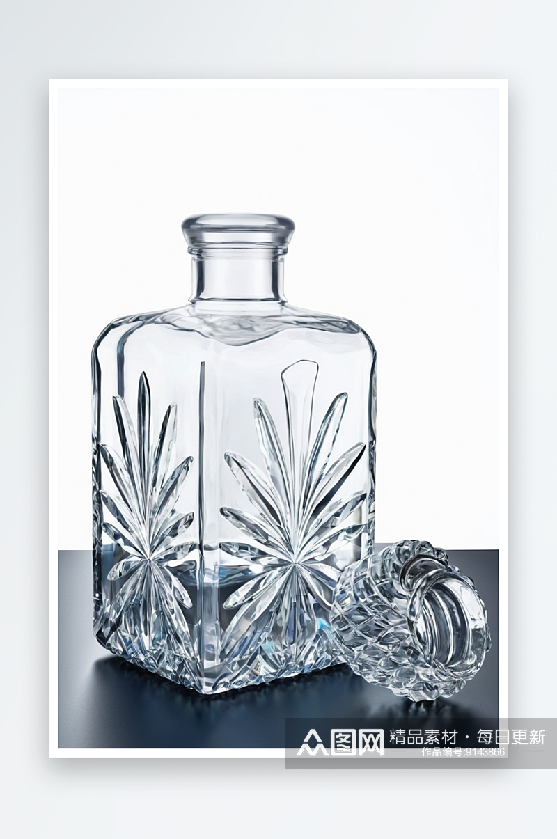 水晶水瓶孤立白色剪切路径图片素材