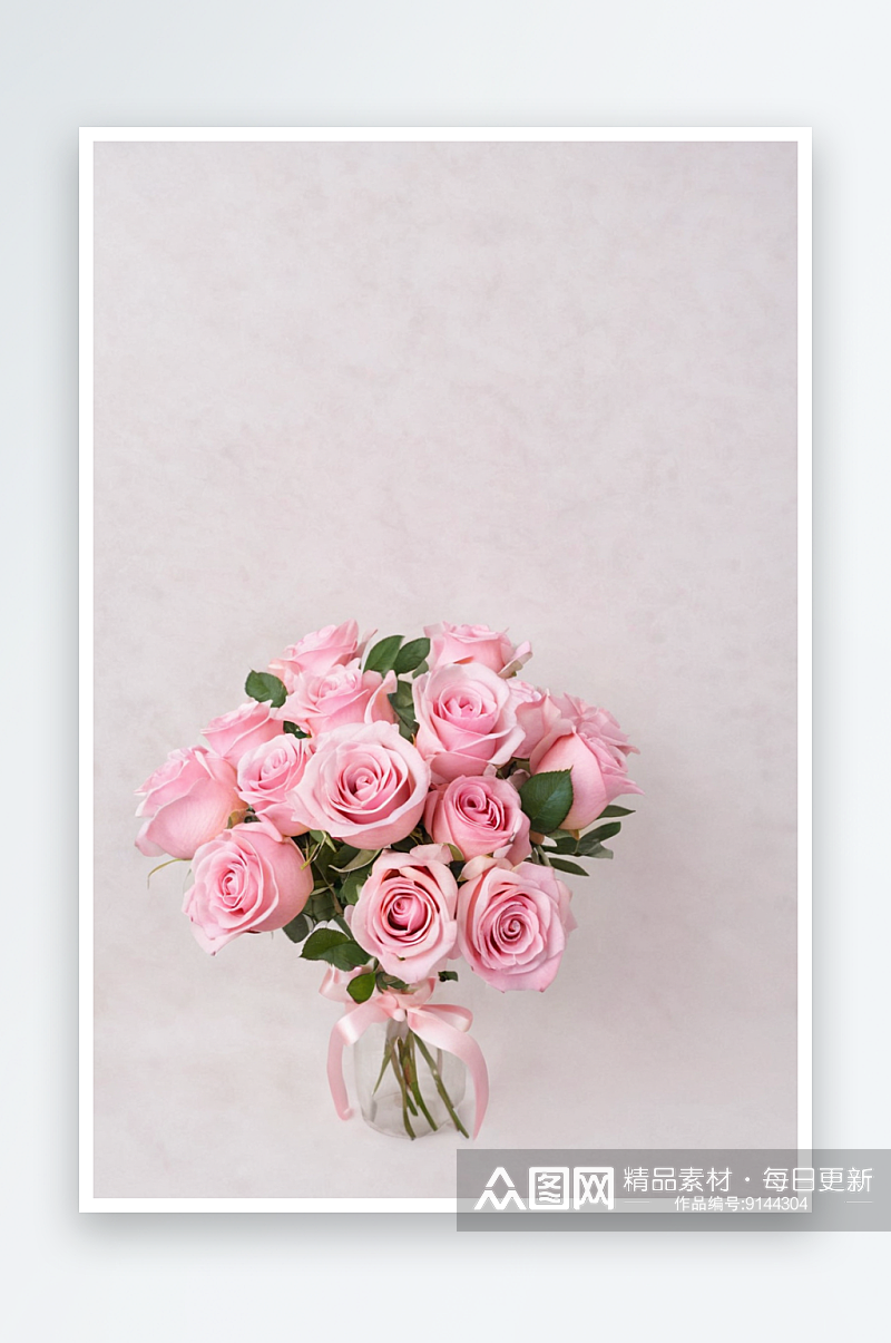 清新粉色玫瑰花束图片素材