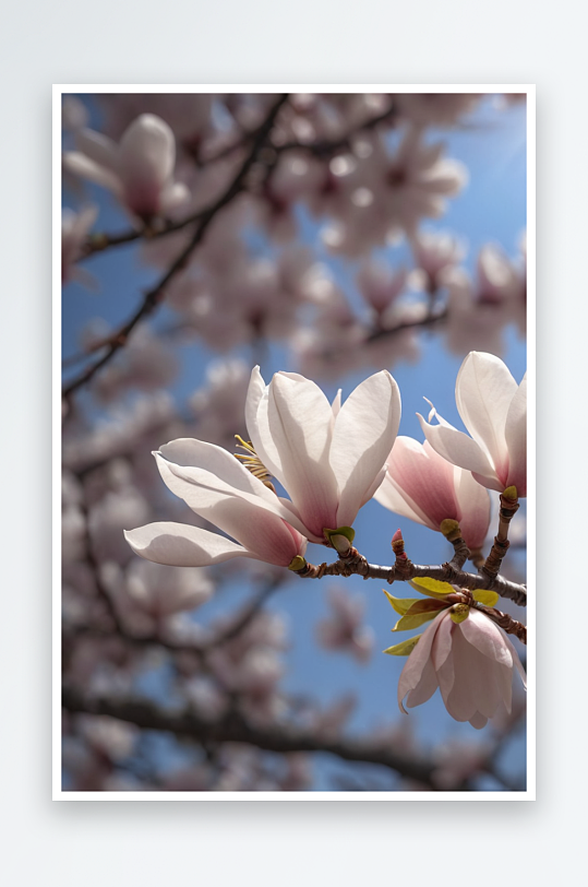 木兰花春季白色樱花特写图片