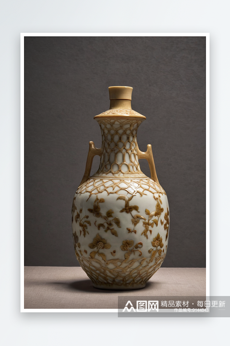 博物馆馆藏文物唐代陶瓷白瓷净瓶图片素材