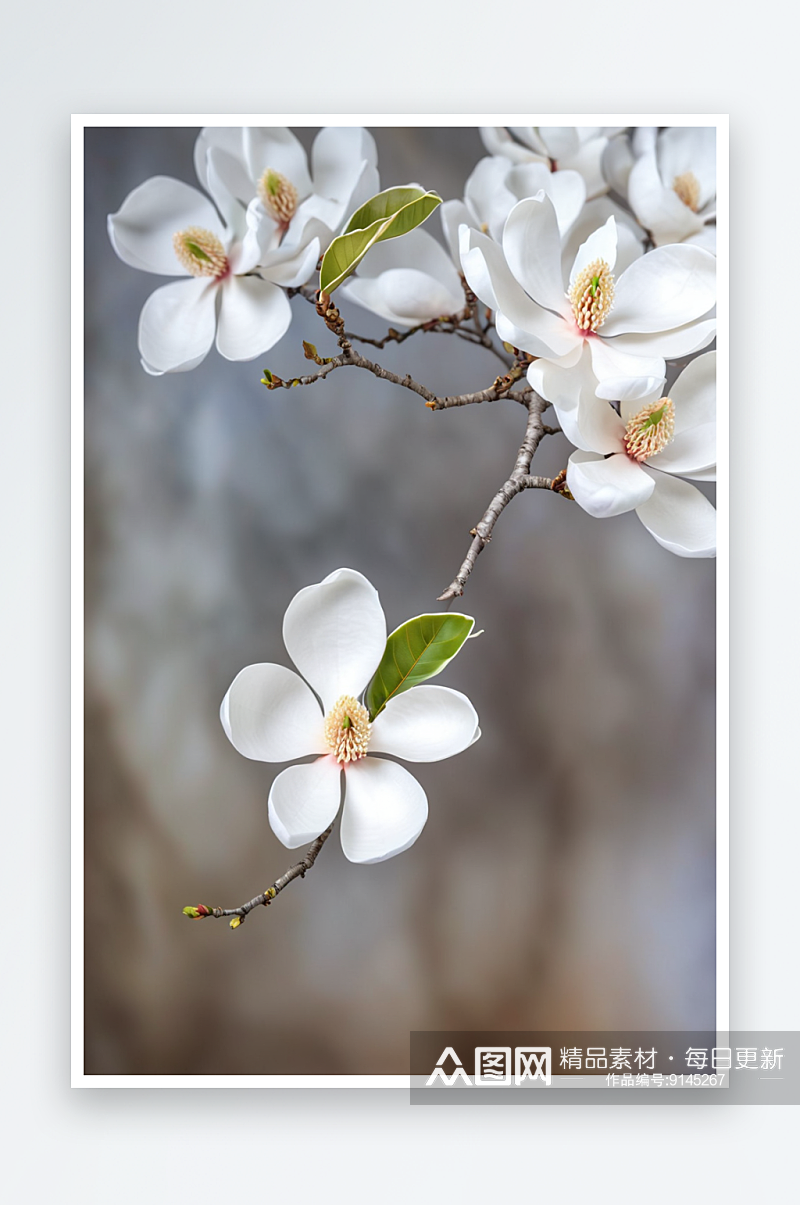 白色桃花清新开花自然美图片素材