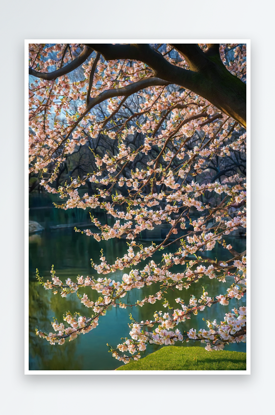 春季粉红樱花树下图片