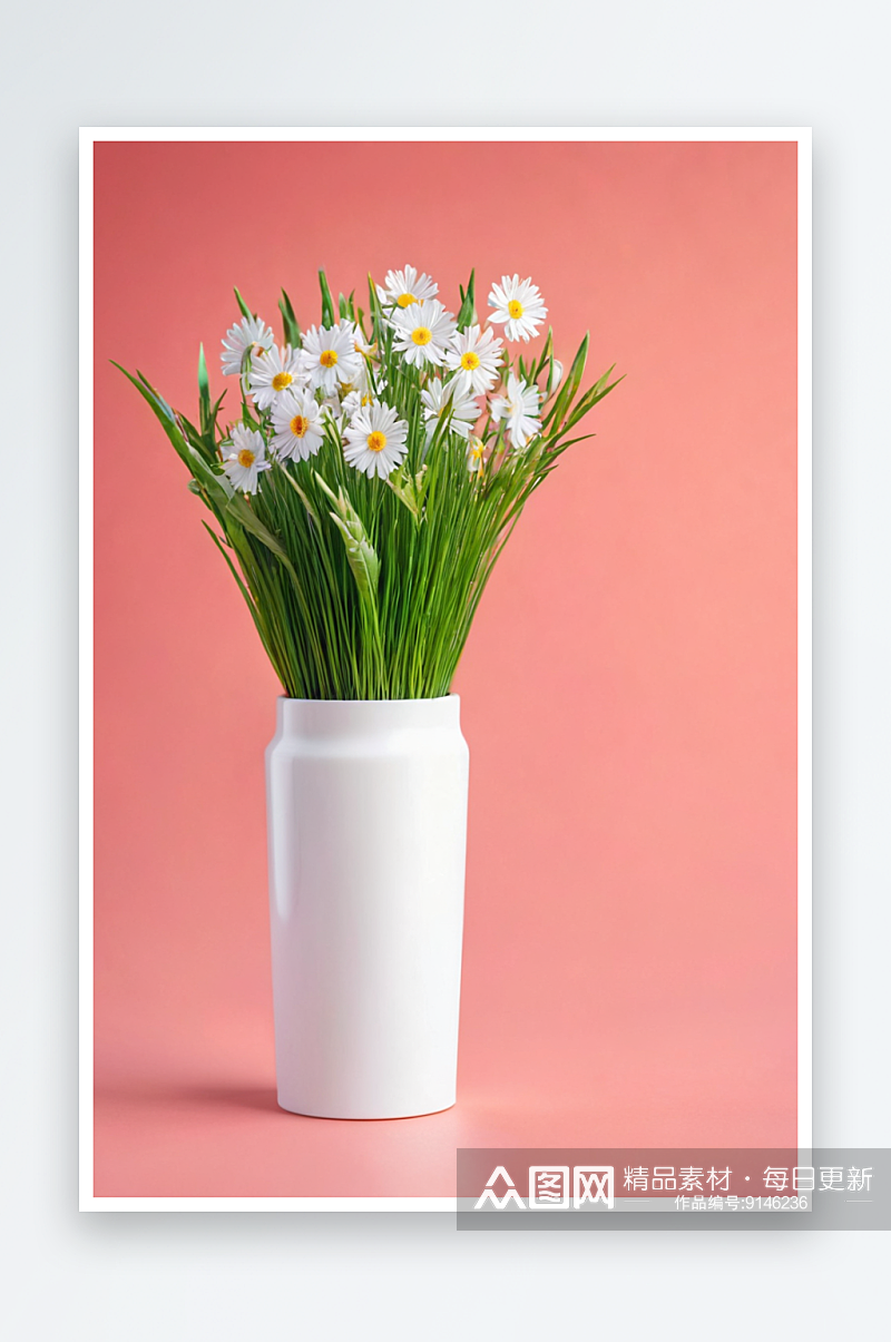 白色郁金香插花现代花瓶图片素材