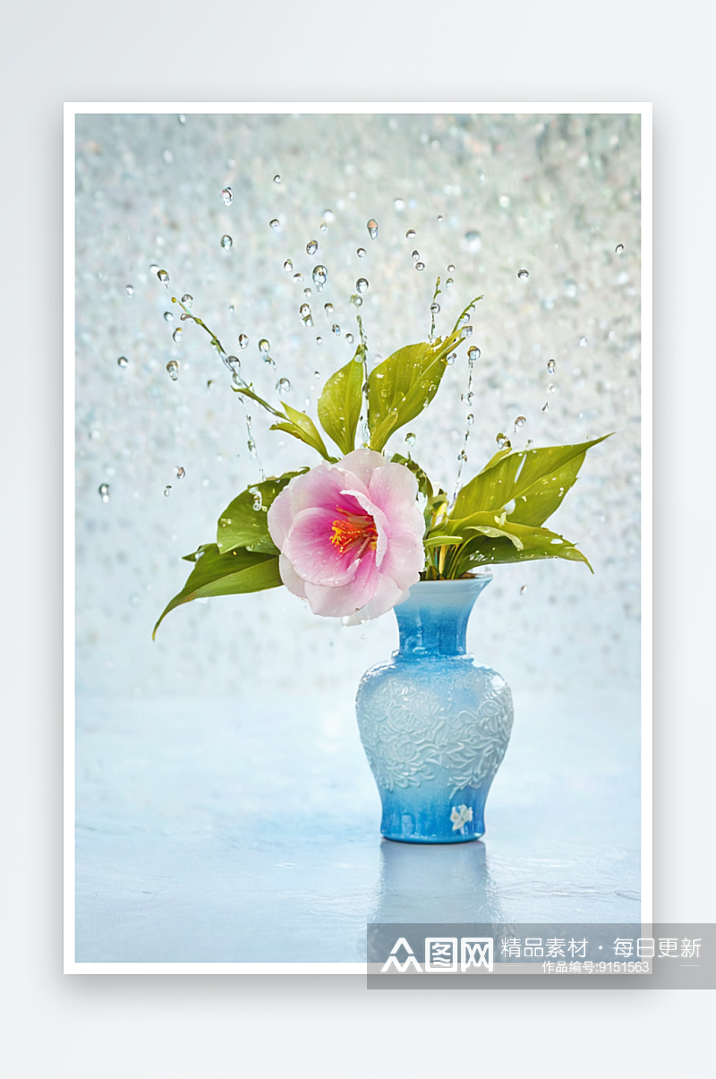 玫瑰花瓶图片特写素材