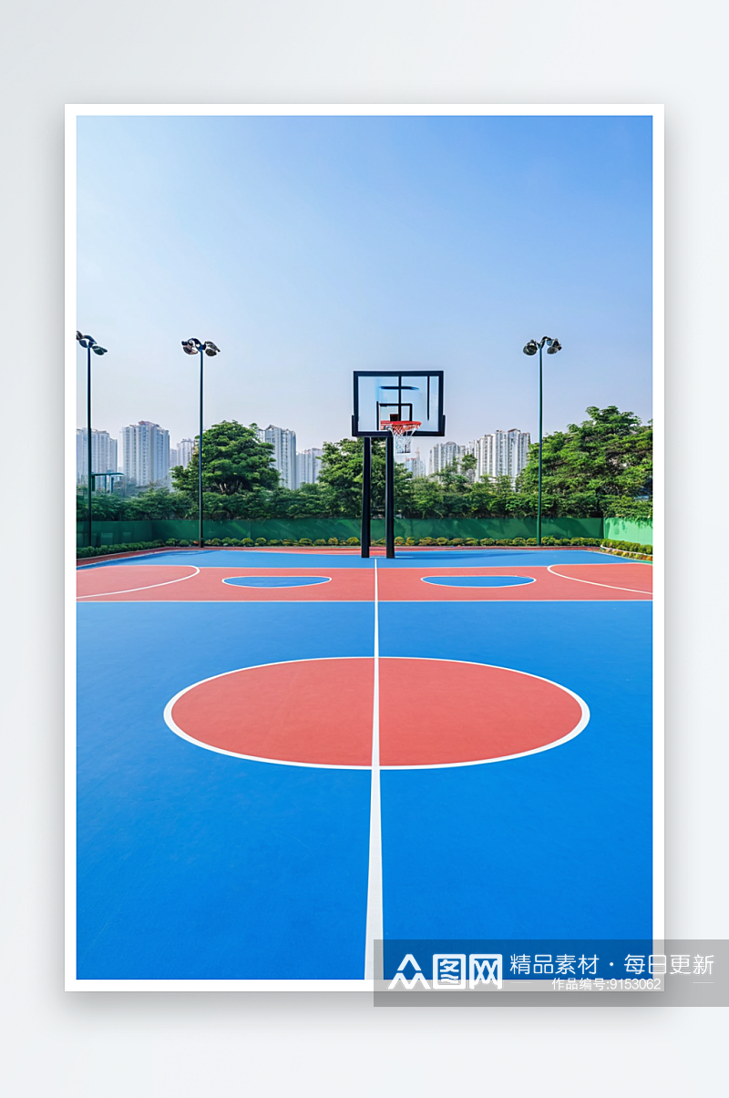 泰安居民楼运动健身公园篮球场地面图片素材