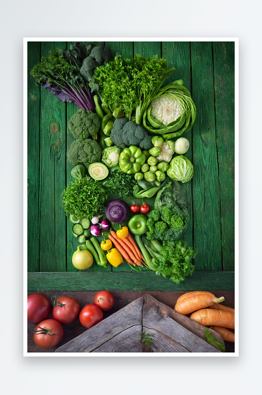 素食生蔬菜绿色木桌子背景图片