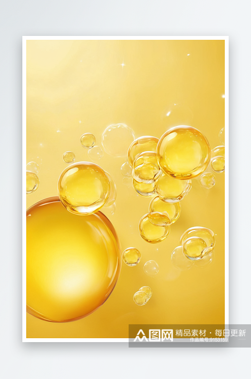 数码黄色气泡护肤品抽象海报背景图片素材