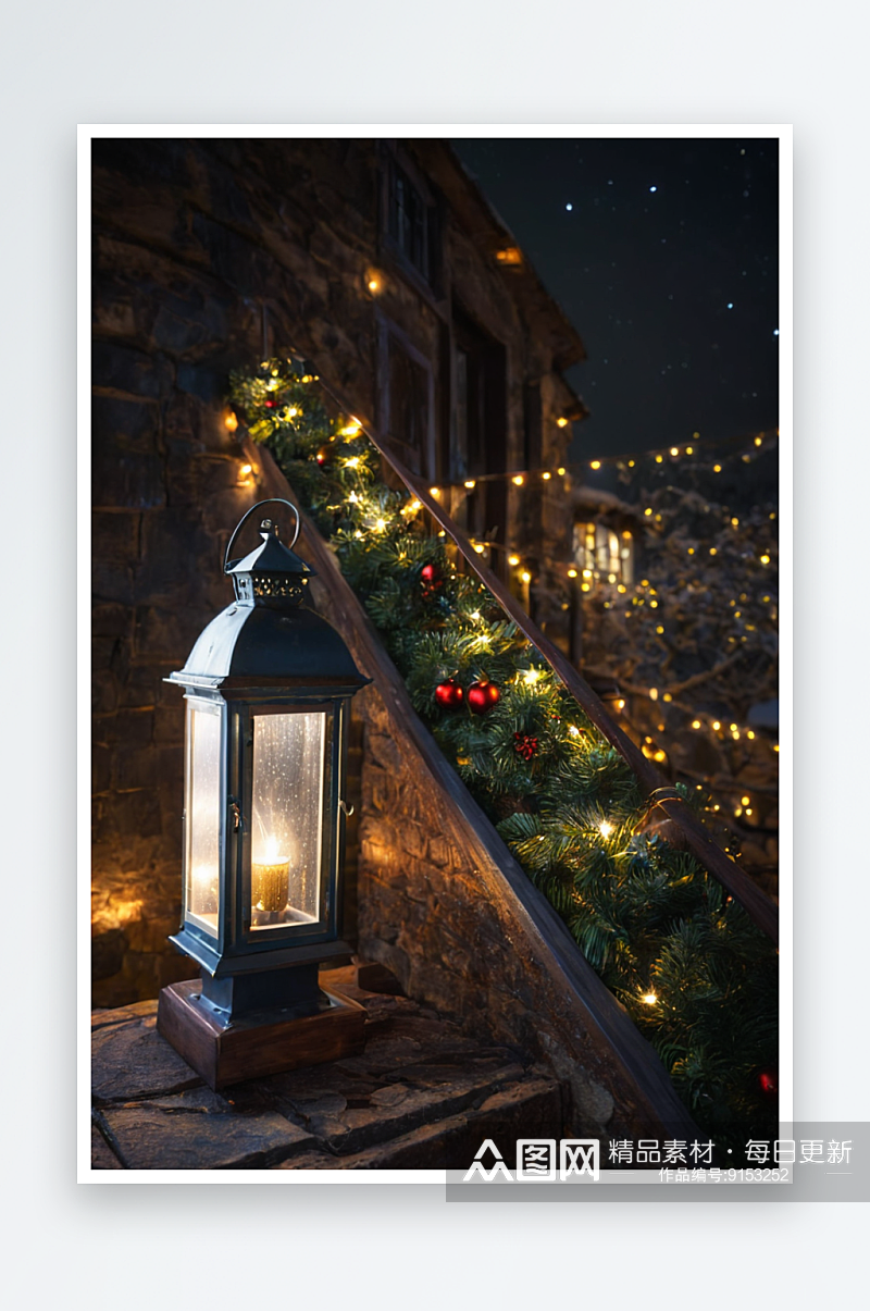 圣诞之夜灯火通明图片素材